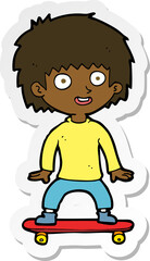 sticker of a cartoon boy on skateboard