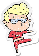 Fototapeta premium distressed sticker of a cartoon cool guy