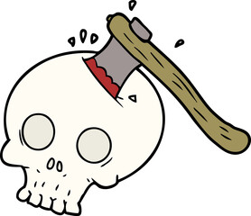 cartoon axe in skull