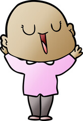 happy cartoon bald man