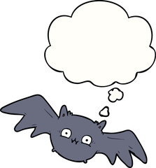 cartoon halloween bat with thought bubble