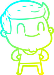 cold gradient line drawing of a cartoon friendly man