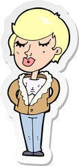 sticker of a cartoon cool relaxed woman