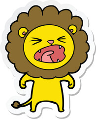 sticker of a cartoon angry lion