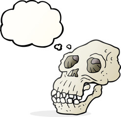 freehand drawn thought bubble cartoon ancient skull