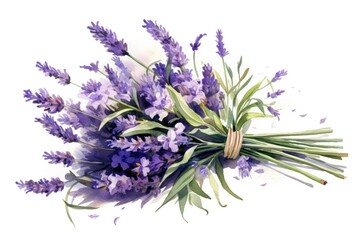 Fototapeta premium Lavender Fields Bouquet watercolor painting. Generative AI