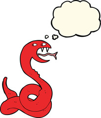 cartoon hissing snake with thought bubble
