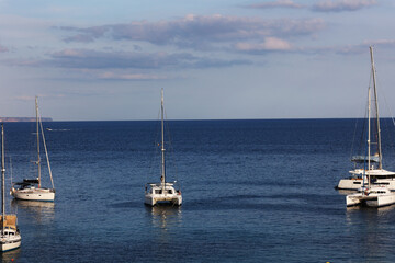 Views of the Mediterranean sea on a sunny day in Palma de Mallorca spain