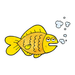 freehand drawn texture cartoon funny fish