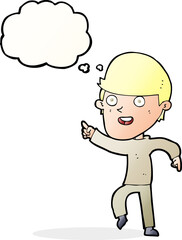 cartoon happy man with thought bubble