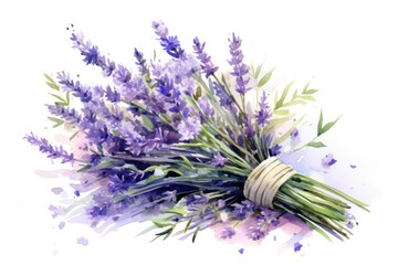 Lavender Fields Bouquet watercolor painting. Generative AI