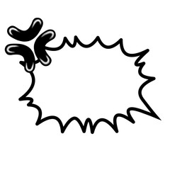怒りの感情記号付き爆破型の吹き出しの白黒タイプのイラスト