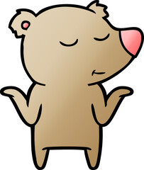 happy cartoon bear shrugging shoulders