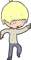 cartoon worried boy pointing