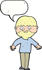 cartoon happy man with speech bubble