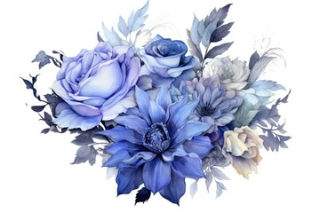 Monochromatic Elegance Bouquet watercolor composition. Generative AI