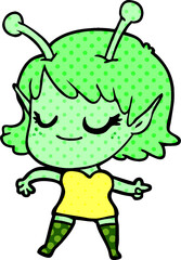 smiling alien girl cartoon