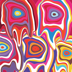 Psychedelic spiral illusion vector. melting circles groovy background 