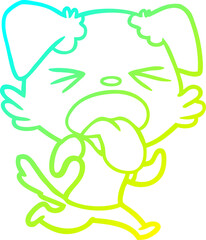 cold gradient line drawing of a cartoon disgusted dog