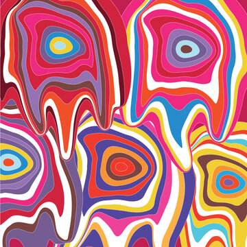 Psychedelic spiral illusion vector. melting circles groovy background 