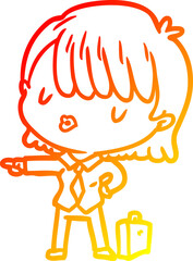 warm gradient line drawing of a efficient businesswoman giving orders