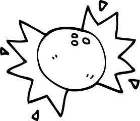 line drawing cartoon striking bowling ball