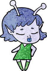 cute alien girl cartoon