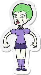 sticker of a cartoon zombie monster woman