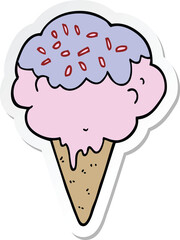 sticker of a cartoon ice cream