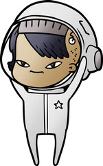 Obraz premium cartoon astronaut woman