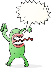 cartoon crazy frog with speech bubble