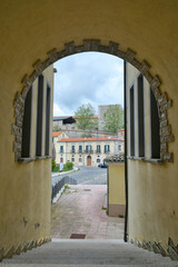 Entrance arch in the town hall of Sant'angelo dei Lombardi, a village in the province of Avellino,...