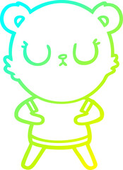 cold gradient line drawing of a peaceful cartoon bear