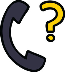 cute cartoon of a telephone receiver with question mark