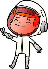 happy cartoon astronaut
