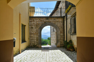 A narrow street in Sant'Angelo dei Lombardi, a small mountain village in the province of Avellino, Italy.