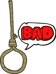 freehand drawn speech bubble cartoon noose