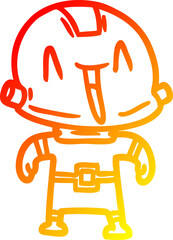 warm gradient line drawing of a cartoon robot