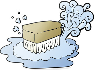 freehand drawn cartoon scrubbing brush