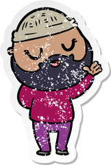 Obraz na płótnie Canvas distressed sticker of a cute cartoon man with beard