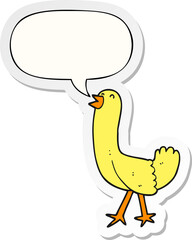 cartoon bird with speech bubble sticker