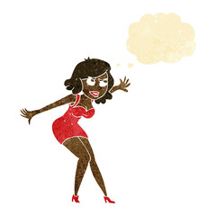 cartoon female spy with thought bubble