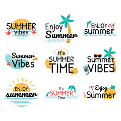  Set of summer sticker label vector 