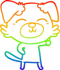 rainbow gradient line drawing of a cartoon dog