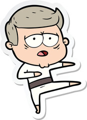 sticker of a cartoon tired man