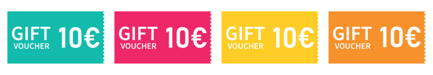 set colorful gift voucher 10€, special discount, special offer 