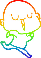 rainbow gradient line drawing of a happy cartoon bald man