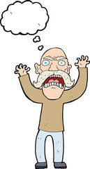 cartoon angry old man with thought bubble