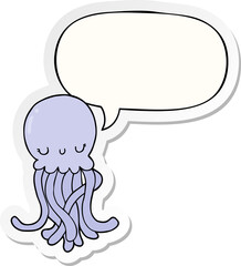 cute cartoon jellyfish with speech bubble sticker