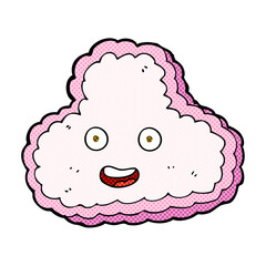 cartoon pink cloud with happy face
